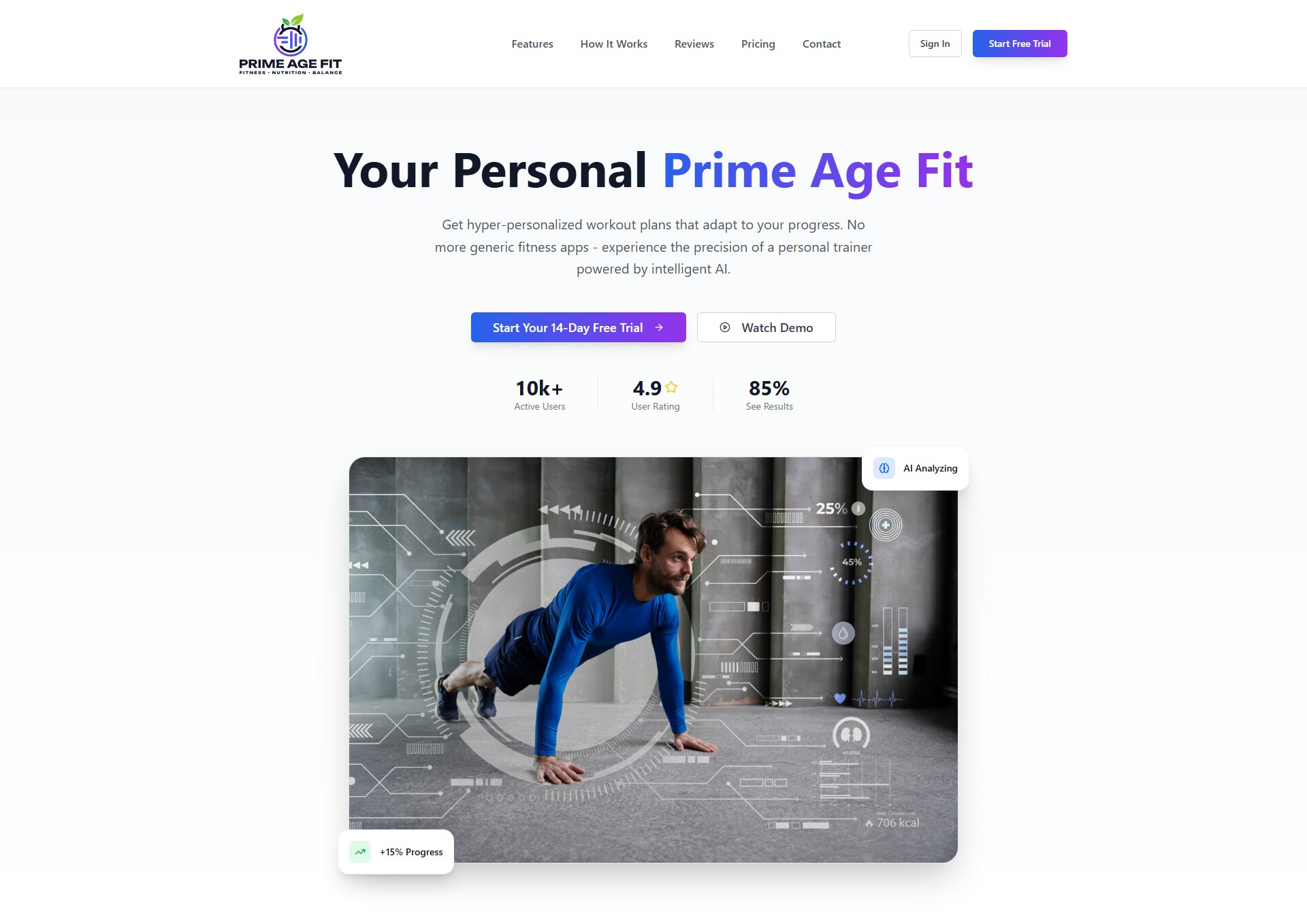PrimeAgeFit project interface